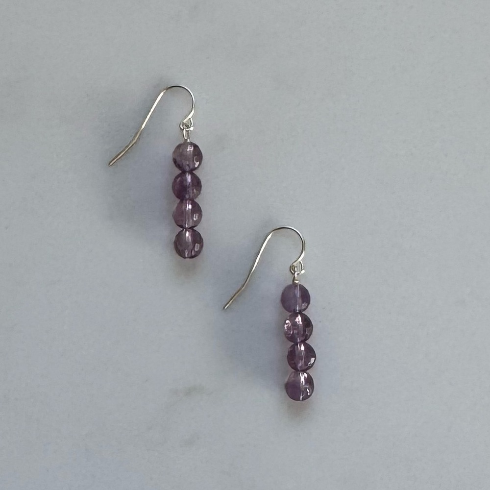 NWOT Tuckernuck Jewelry Bunch of Grapes Earrings, Amethyst, Sterling Silver